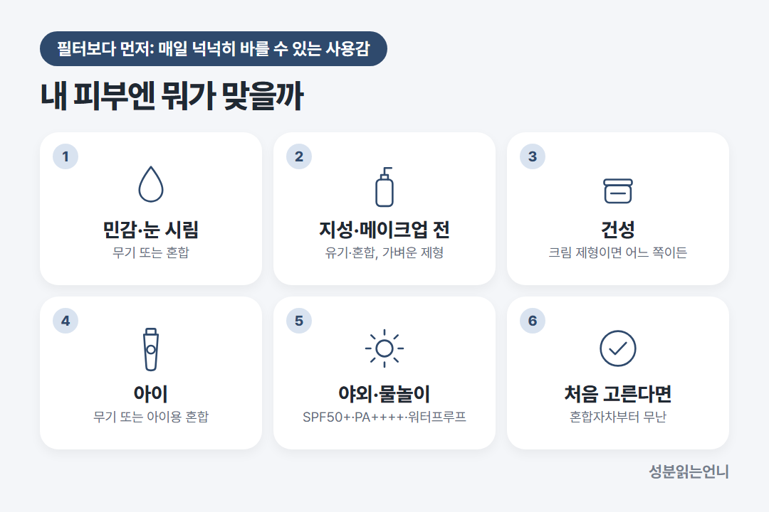 피부타입과 상황별 무기자차 유기자차 혼합자차 고르는 법