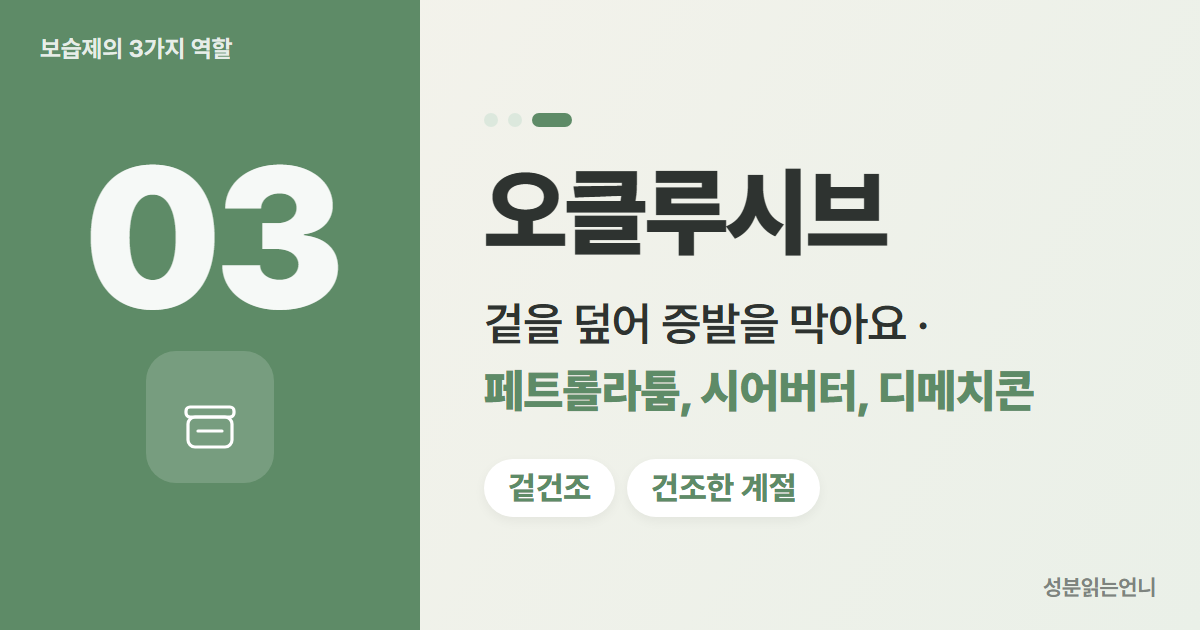 오클루시브 페트롤라툼 시어버터 디메치콘 덮어 주는 성분