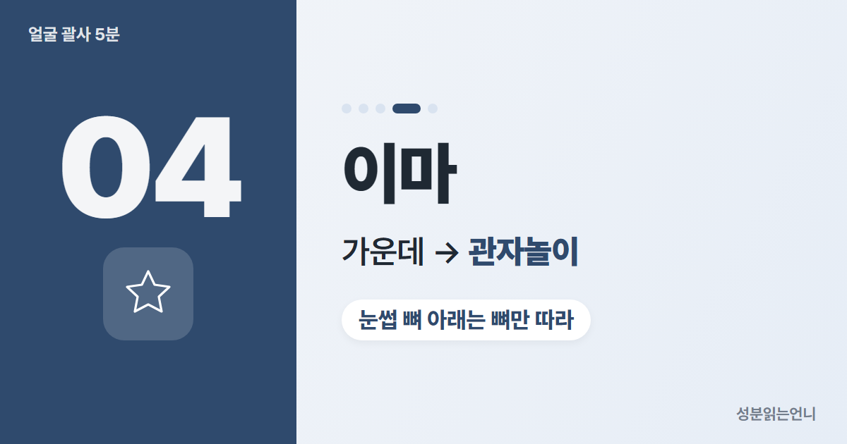 괄사 순서 4 이마 가운데에서 관자놀이로